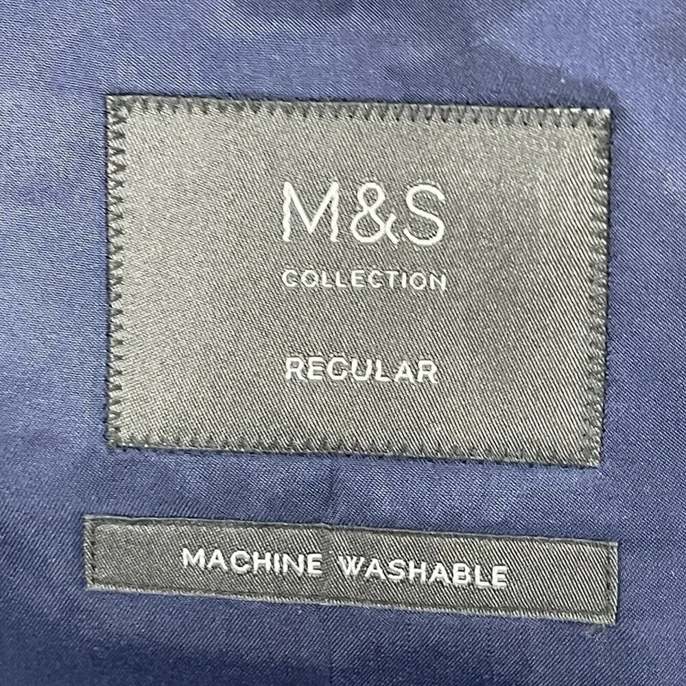 Marks & Spencer Black Blue Check Easy Care Sports Jacket Blazer Size 48